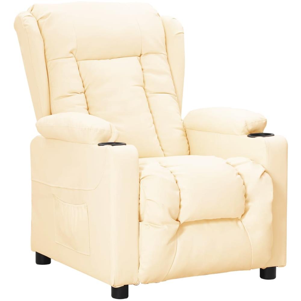 Poltrona Reclinabile Crema In Similpelle - Foto 1