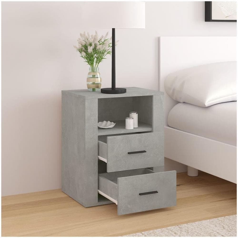 Comodino Grigio Cemento 50x36x60 Cm In Legno Multistrato - Foto 3