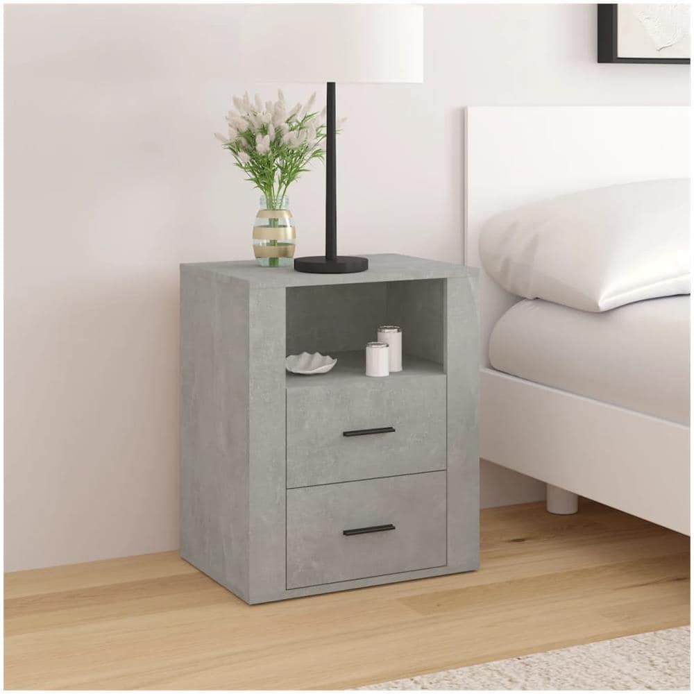Comodino Grigio Cemento 50x36x60 Cm In Legno Multistrato - Foto 1