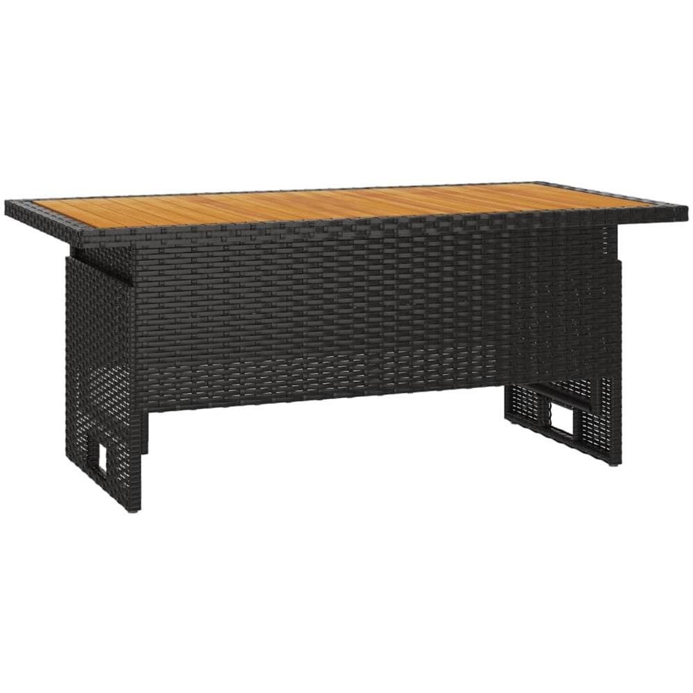 Tavolo Giardino Nero 100x50x43/63cm Massello Acacia Polyrattan - Foto 1