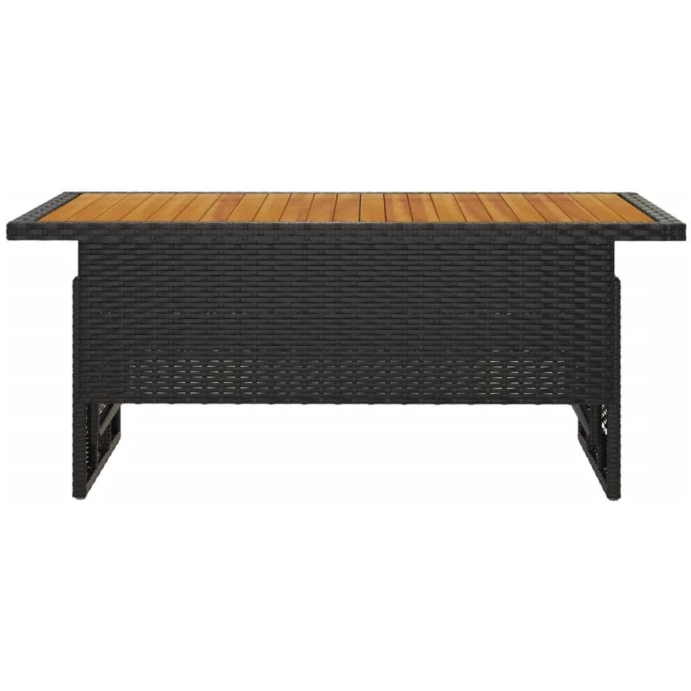 Tavolo Giardino Nero 100x50x43/63cm Massello Acacia Polyrattan - Foto 6
