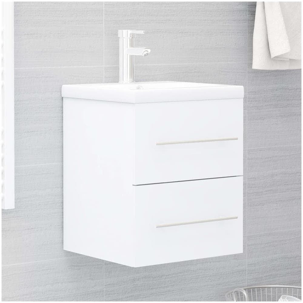 Mobile Bagno con Lavabo Integrato Bianco in Legno Multistrato - Foto 1