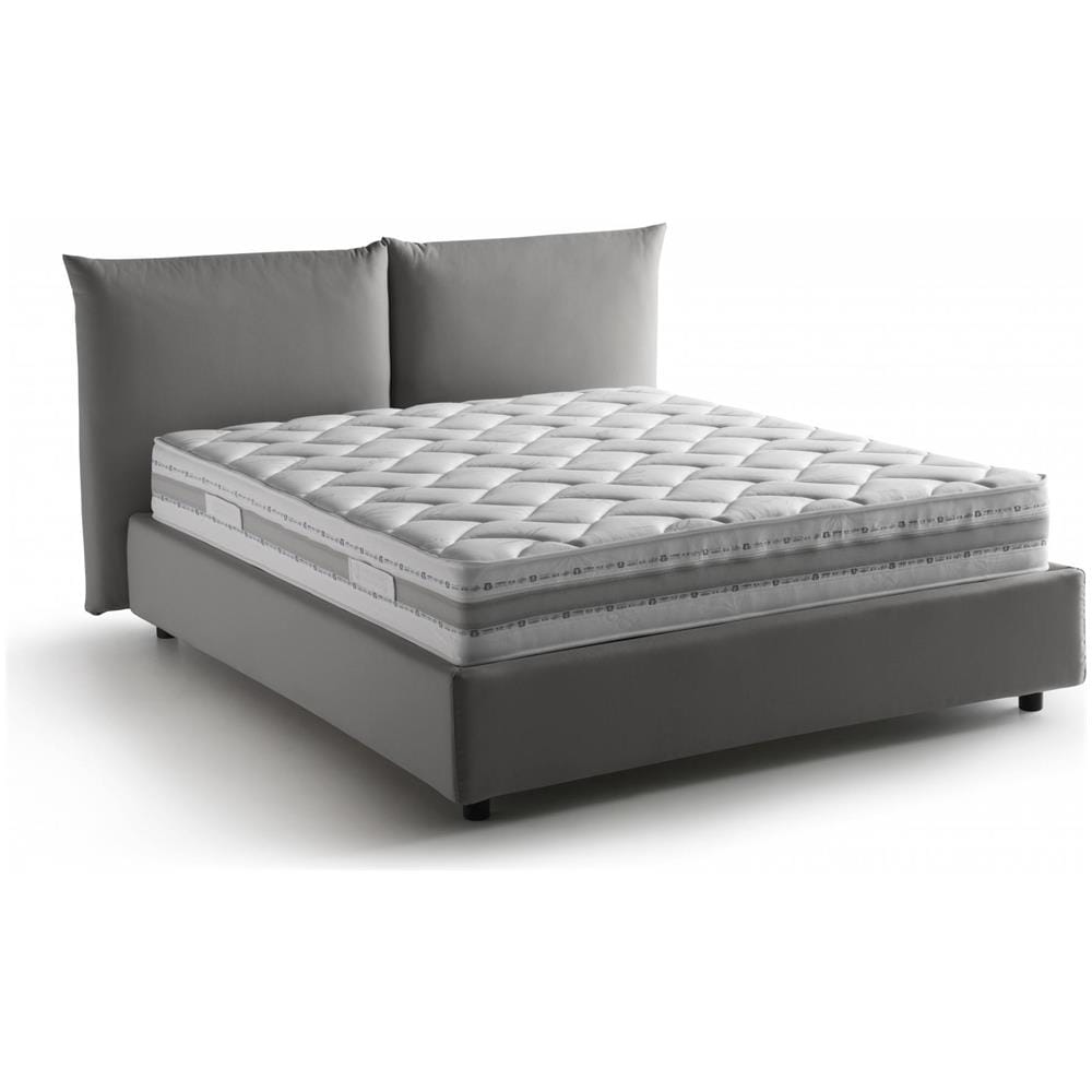 Letto Matrimoniale Cristyn, Letto Contenitore Con Rivestimento In Tessuto, 100% Made In Italy, Apertura Frontale, Con Materasso Cm 160x200 Incluso, Grigio - Foto 2