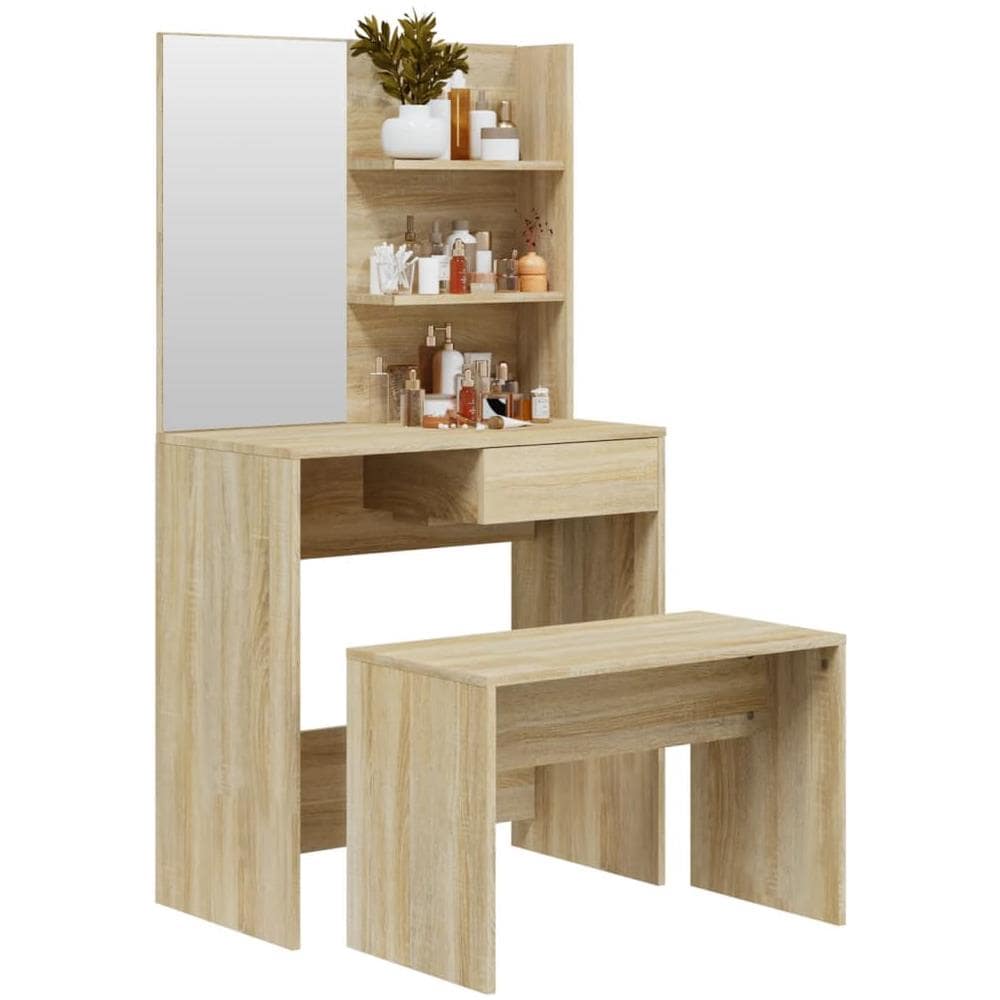 Set Tavolo Da Toeletta Rovere Sonoma 74,5x40x141 Cm - Foto 3