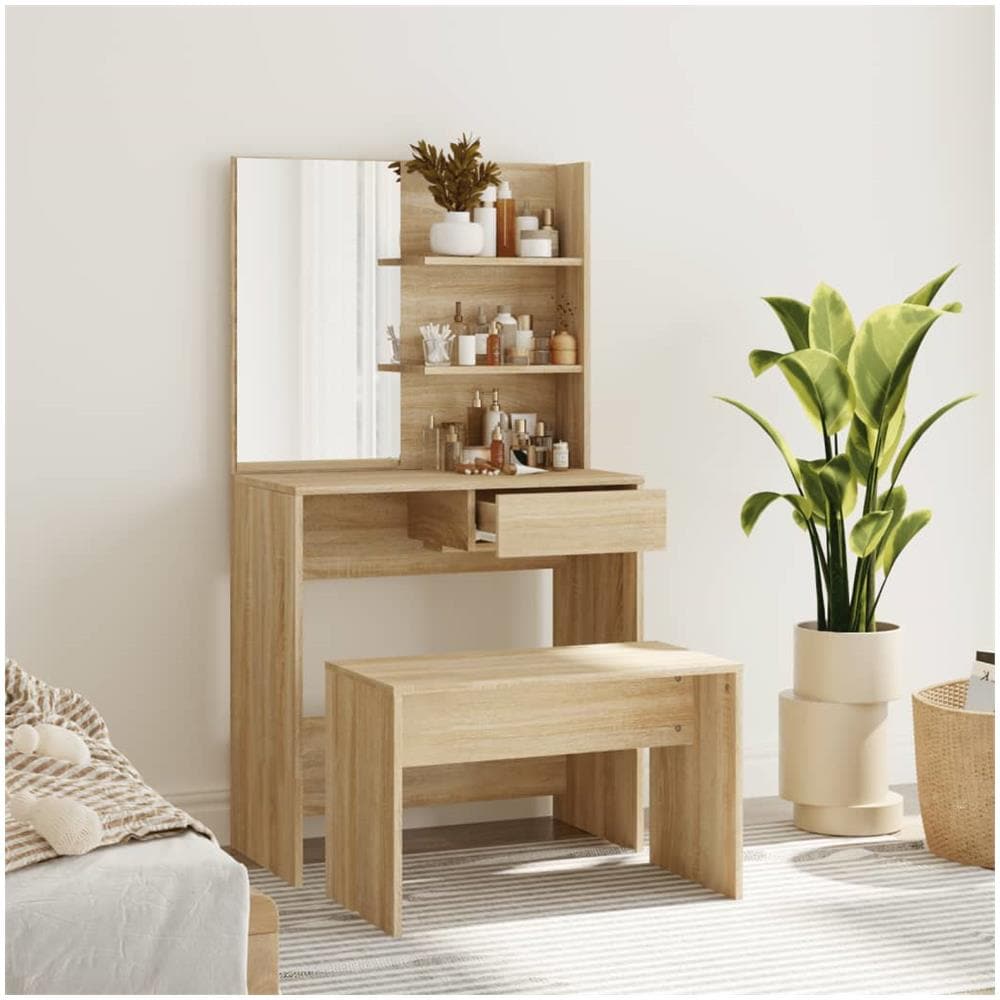 Set Tavolo Da Toeletta Rovere Sonoma 74,5x40x141 Cm - Foto 1