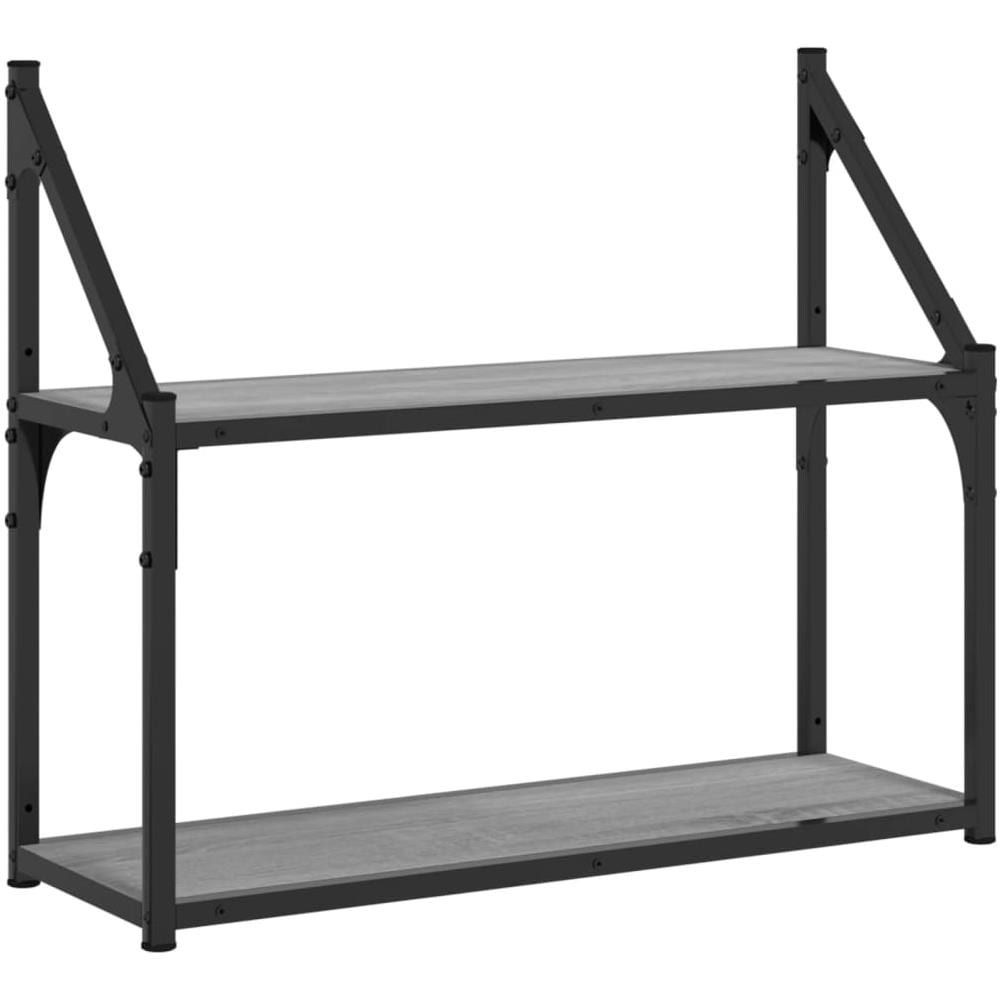 Scaffale Parete 2 Ripiani Grigio Sonoma 60x21x51 Cm Multistrato - Foto 2