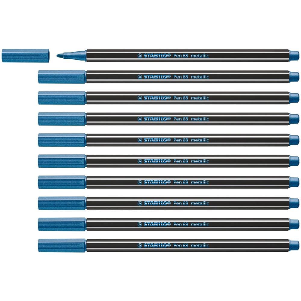 Pen 68 metallic - Pennarello Premium Metallizzato - Confezione da 10 - Blu Metallizzato - Foto 1