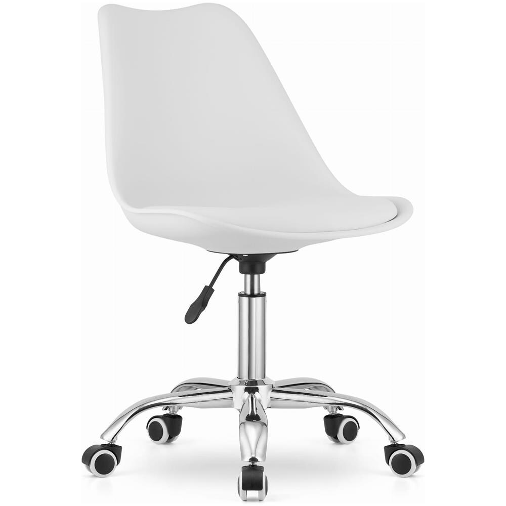 Sedia girevole VIRO in polipropilene bianco ecopelle - Foto 1