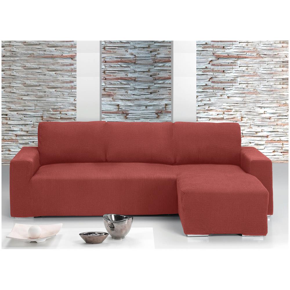 Copridivano Con Penisola Chaise Longue Tinta Unita Siena Mod Capri Destra Siena - Foto 1