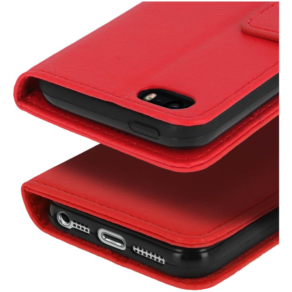 Custodia Portafoglio In Similpelle Per Apple Iphone Se, 5 E 5s - Rossa - Foto 10