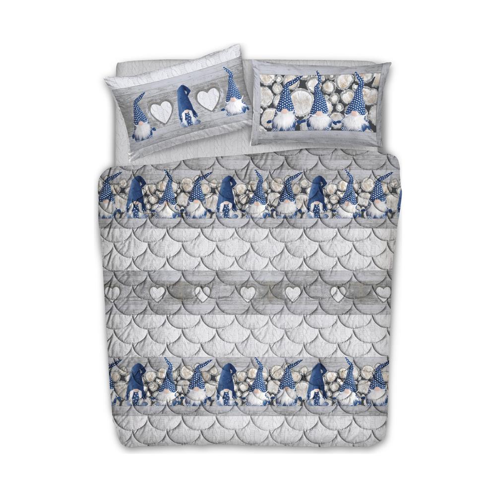 Trapunta Invernale Linea Pensieri Delicati Disegno Gnomi Colore Blu Matrimoniale Blu - Foto 1