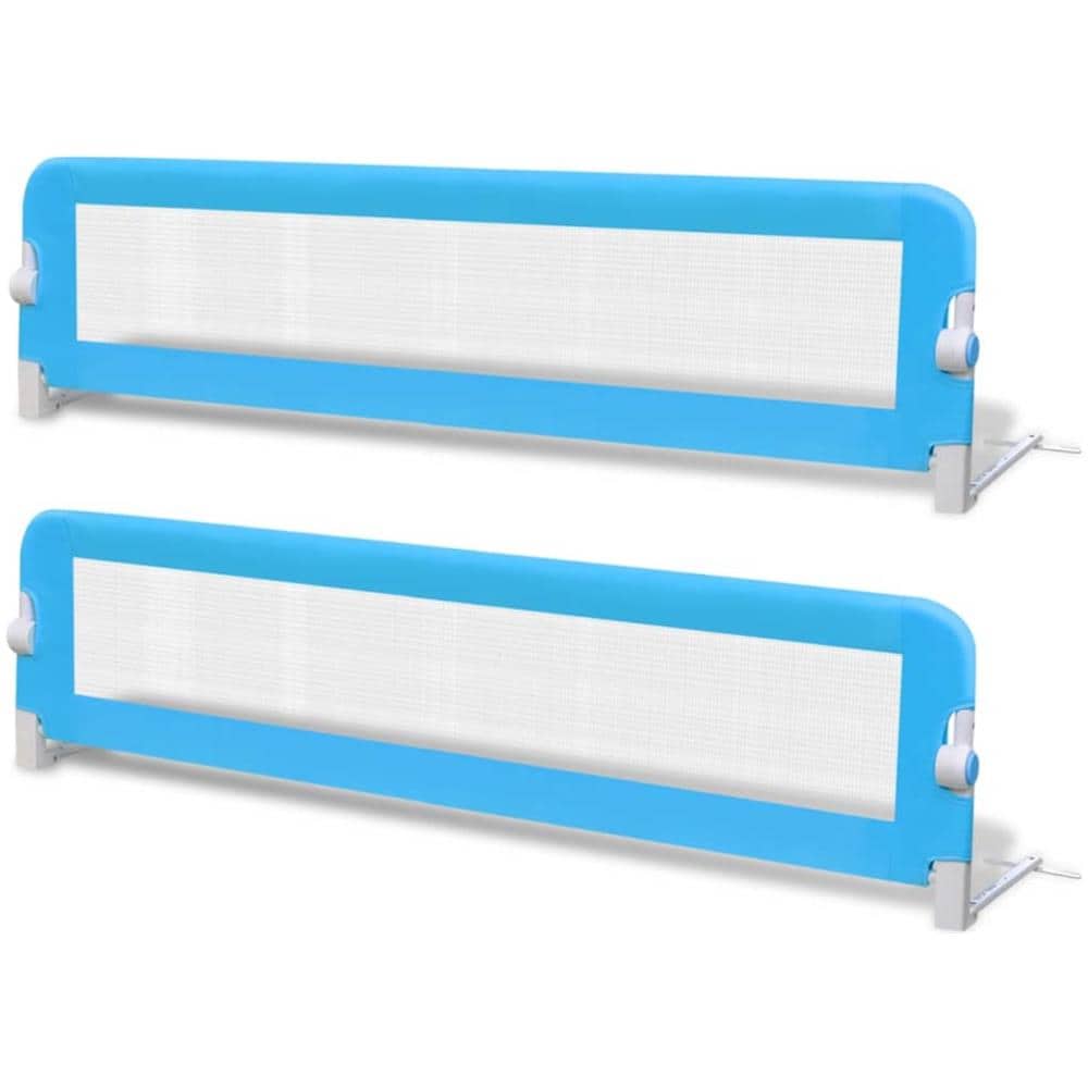 Sponde Letto Per La Sicurezza Dei Bambini 2 Pz Blu 150x42 Cm - Foto 2