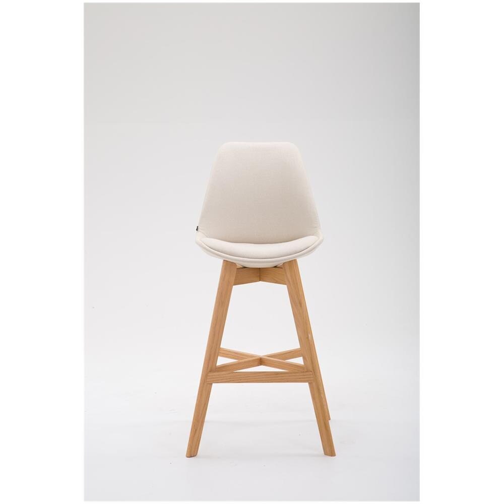 2 Sgabelli Design Cannes in Tessuto - Sgabelli Bar in Legno di Quercia - Sedie Cucina con Poggiapiedi e Schienale I Sedie Alte Bar H 76cm Crema Natura - Foto 2