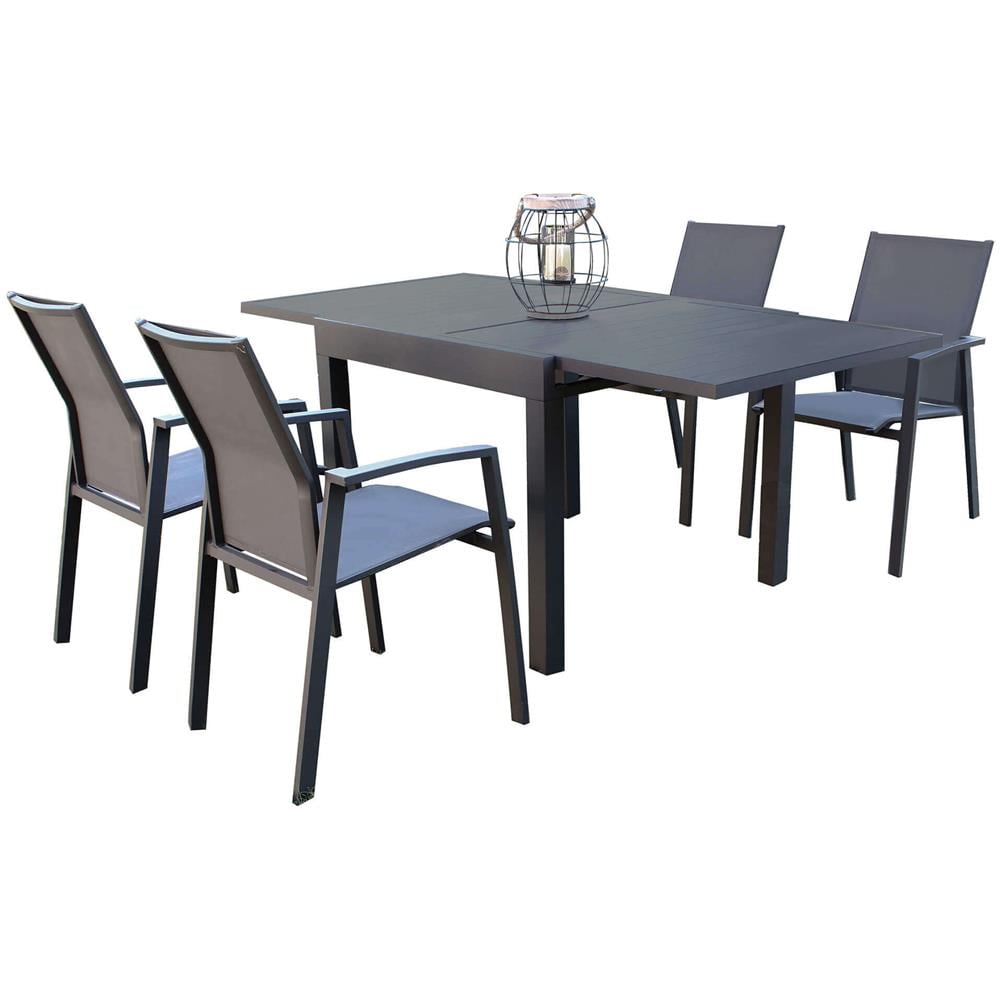 Jerri - Set Tavolo In Alluminio Cm 90/180 X 90 X 75 H Con 4 Poltrone Lotus - Foto 1