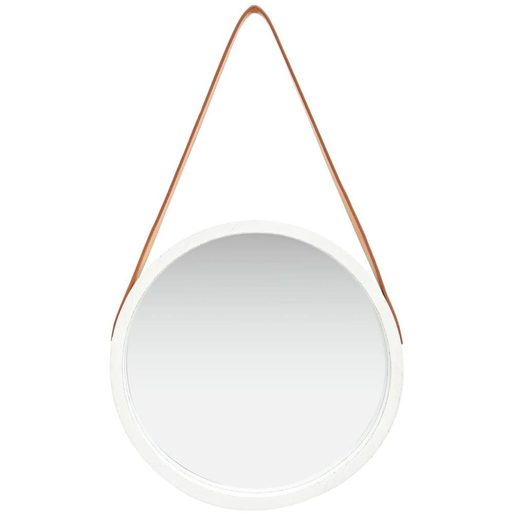 Specchio Da Parete Con Cinghia 40 Cm Bianco - Foto 2