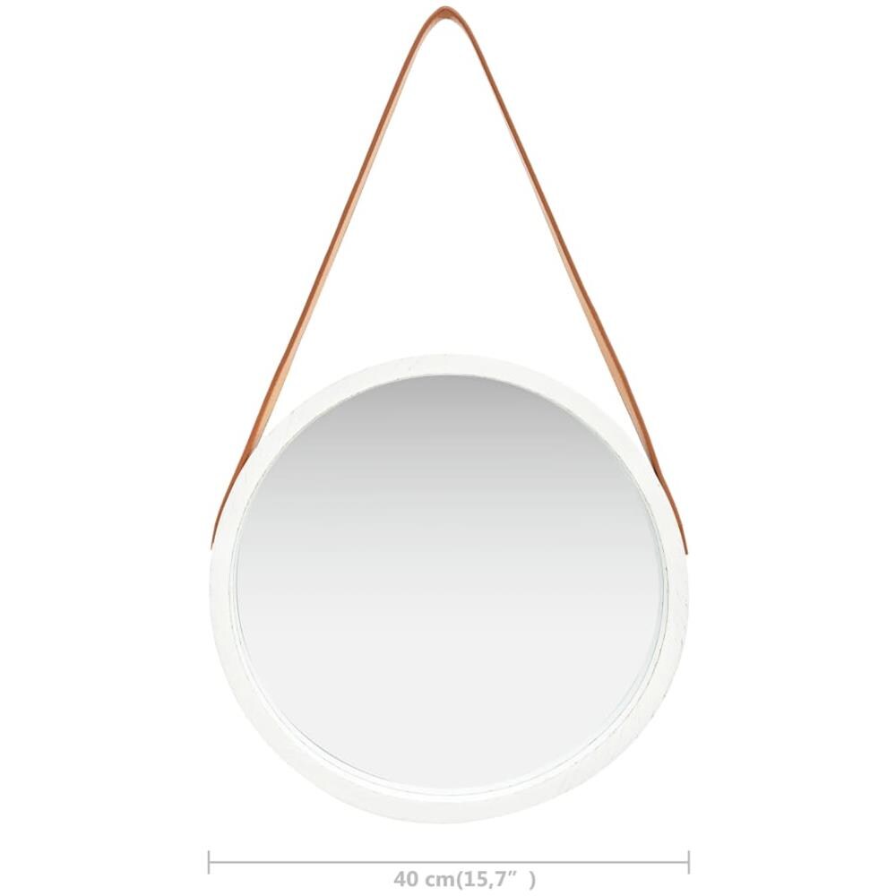 Specchio Da Parete Con Cinghia 40 Cm Bianco - Foto 6