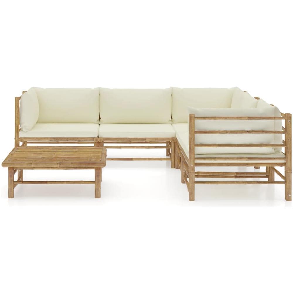 Set Divani Da Giardino 6 Pz Con Cuscini Bianco Crema In Bamb? - Foto 1