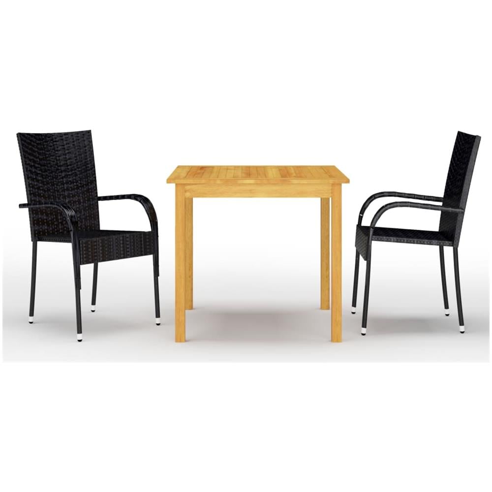 Set Mobili Da Pranzo Per Giardino 3 Pz Nero - Foto 1