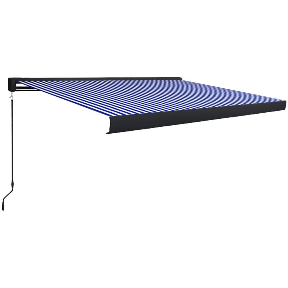 Tenda a Cassonetto Manuale 400x300 cm Blu e Bianca - Foto 1