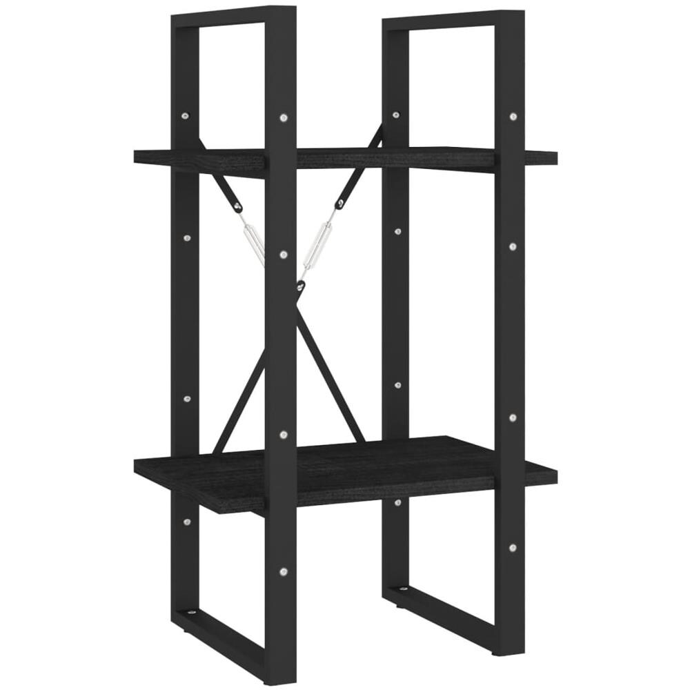 Libreria A 2 Ripiani Nera 40x30x70 Cm In Massello Di Pino - Foto 2