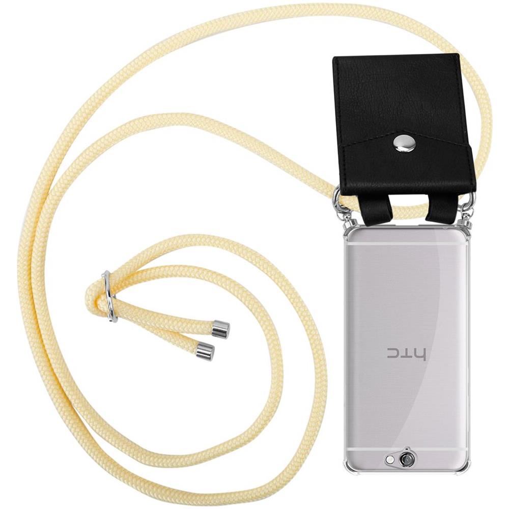 Catena Di Telefoni Cellulari Compatibile Con Htc One A9 In Crema Beige - Coperchio Protettivo In Silicone Con Anelli D'argento, Cinturino In Corda E Custodia Staccabile - Foto 1