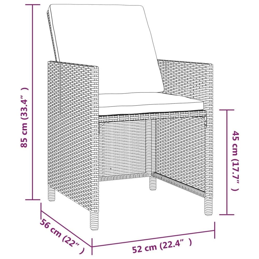 Set Da Pranzo Per Giardino 5 Pz Con Cuscini In Polyrattan Nero - Foto 2