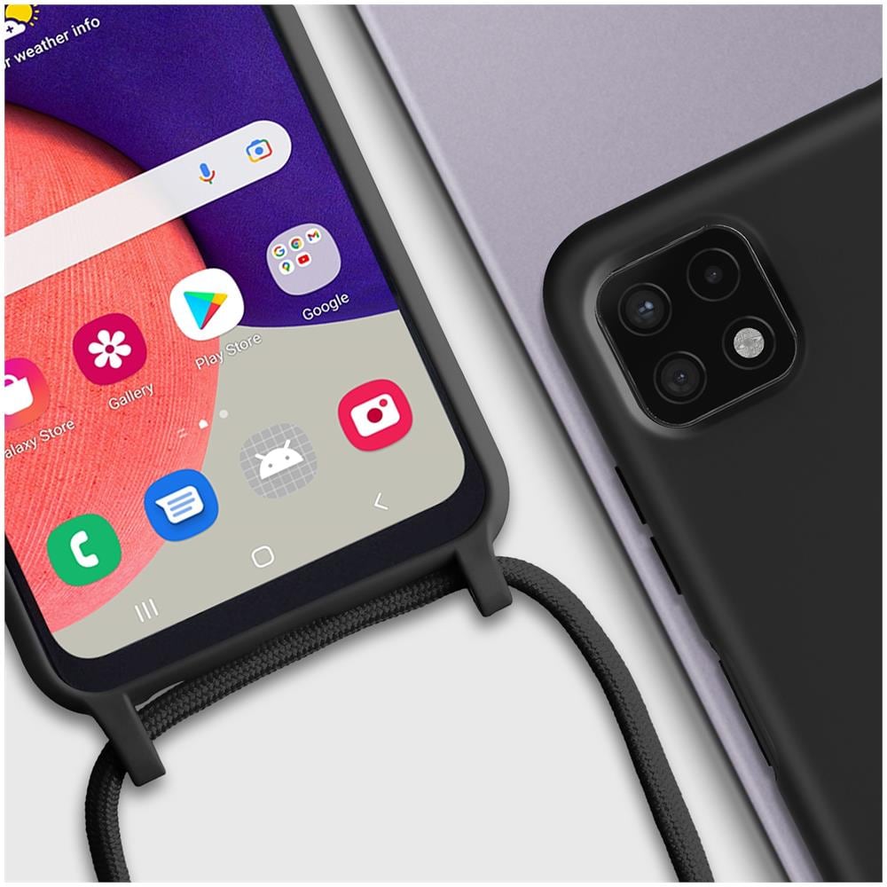 Cover Semirigida Per Samsung Galaxy A22 5g Cordino Nylon Intrecciato 80 Cm Nera - Foto 5