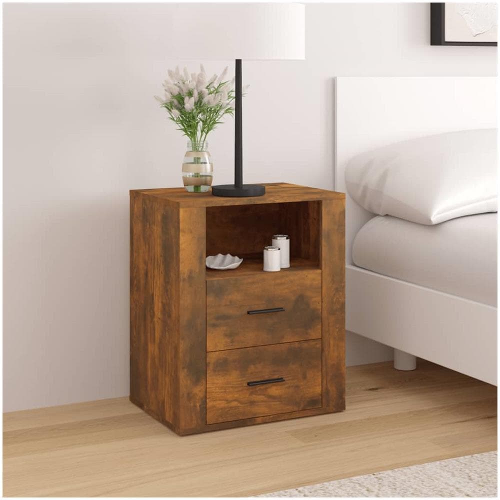 Comodino Rovere Fumo 50x36x60 Cm Legno Multistrato - Foto 1