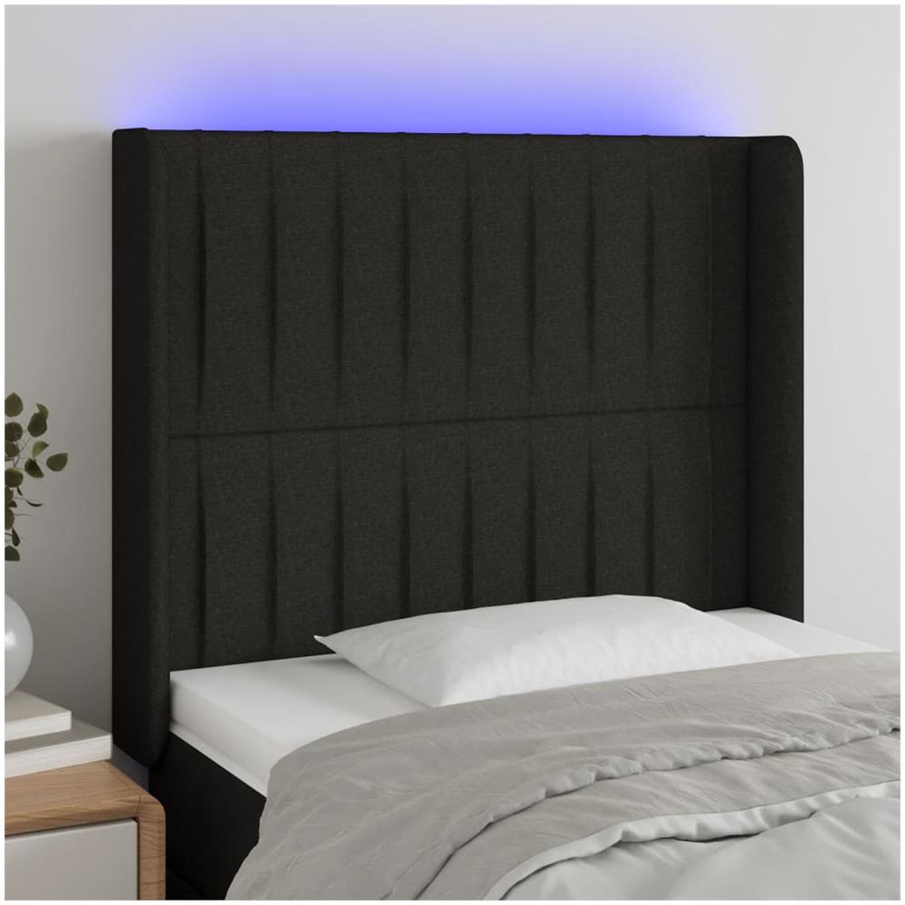 Testiera A Led Nera 103x16x118/128 Cm In Tessuto - Foto 1