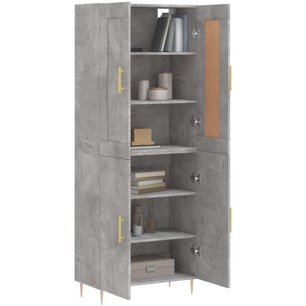 Credenza Grigio Cemento 69,5x34x180 Cm In Legno Multistrato - Foto 3