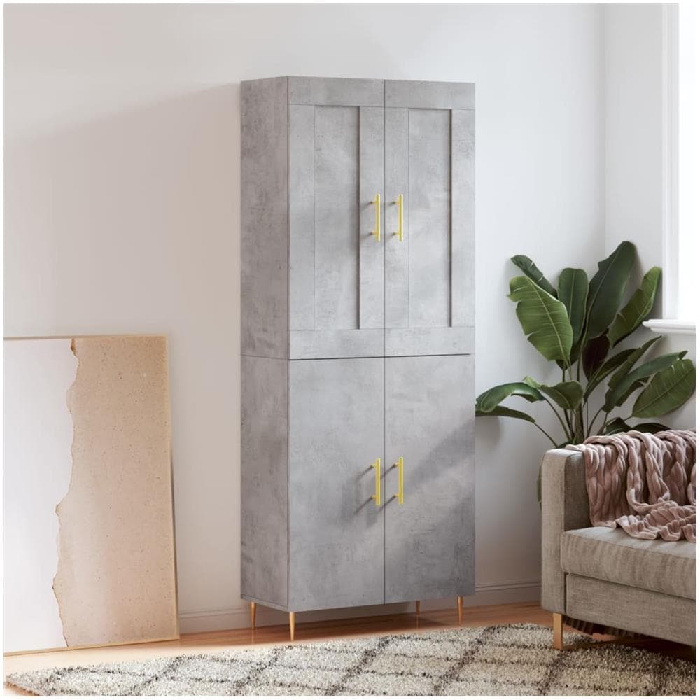 Credenza Grigio Cemento 69,5x34x180 Cm In Legno Multistrato - Foto 1
