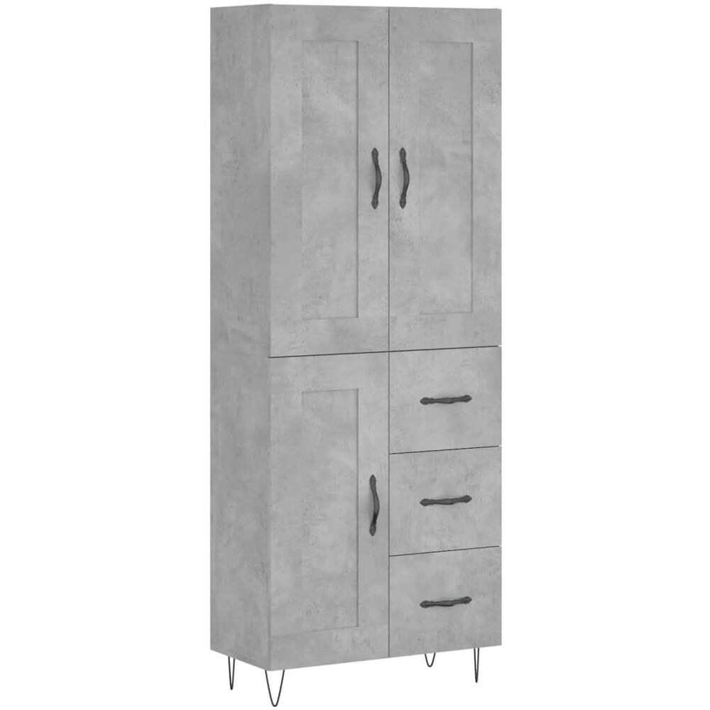 Credenza Grigio Cemento 69,5x34x180 Cm In Legno Multistrato - Foto 2