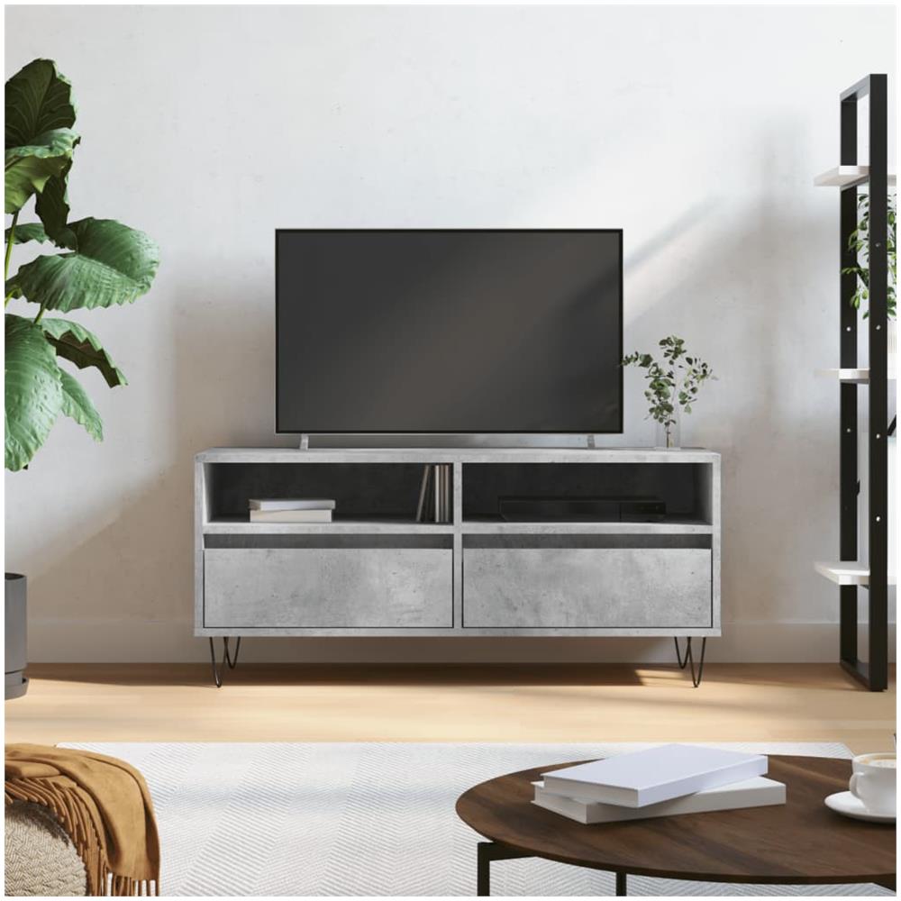 Mobile Per Tv Grigio Cemento 100x34,5x44,5 Cm Legno Multistrato - Foto 1