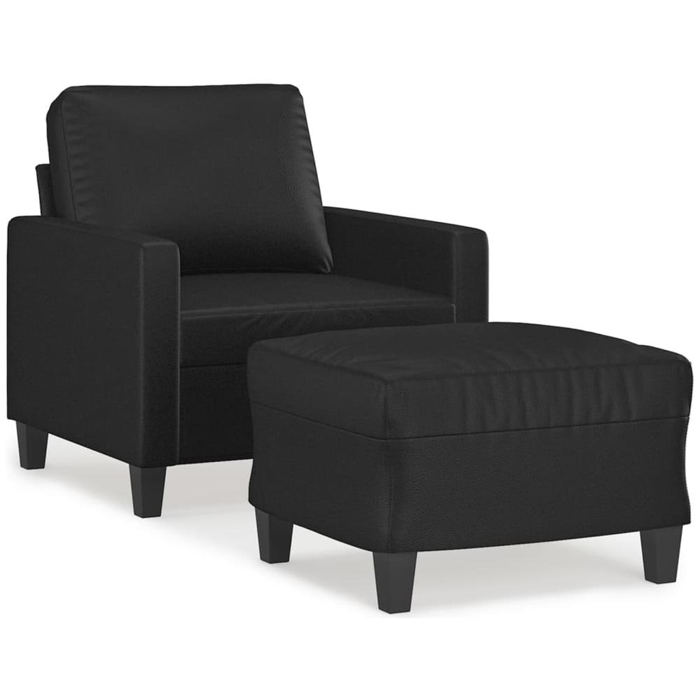 Poltrona Con Poggiapiedi Nero 60 Cm In Similpelle - Foto 2