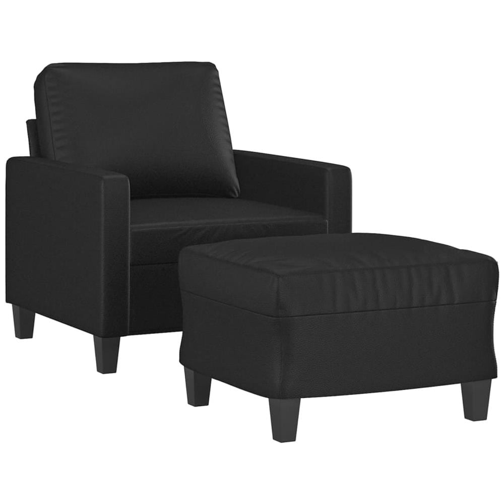 Poltrona Con Poggiapiedi Nero 60 Cm In Similpelle - Foto 3