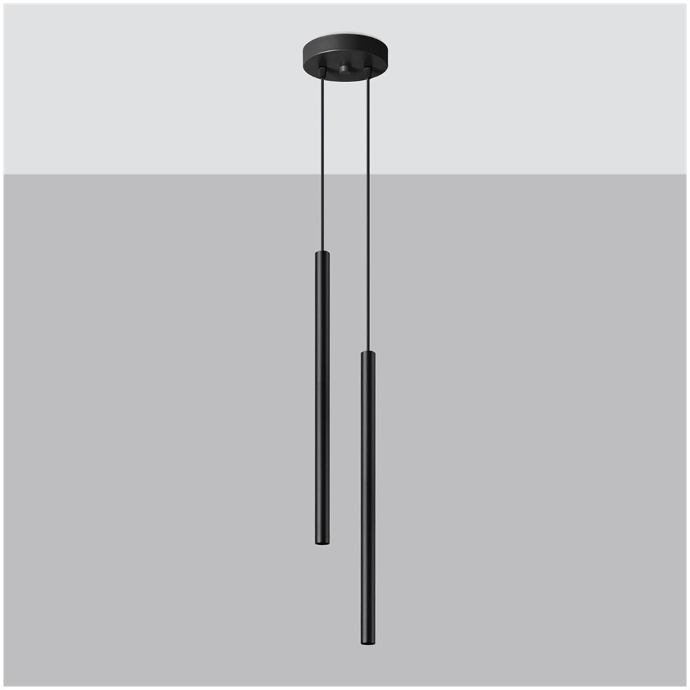 Sollux Lighting Lampada A Sospensione Pastelo 2 Nero Sl.1304 - Moderno Lampade A Sospensione Nero 118x15x15 Cm - Foto 2