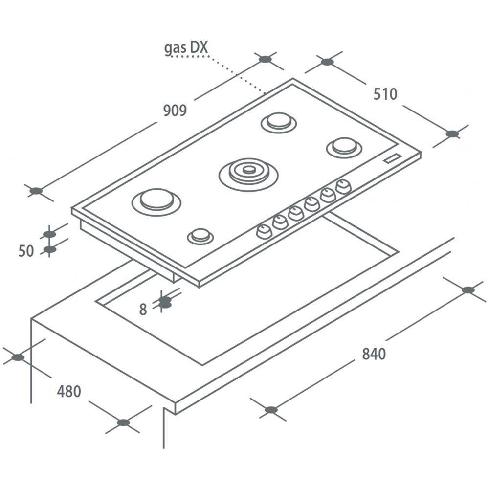 Piano Cottura PG952 / 1SXGH a Gas 5 Fuochi Gas Colore Inox - Foto 2