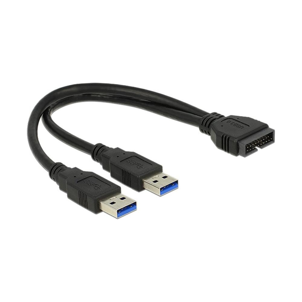 ICOC USB3-Y2UA - Cavo USB 3.0 Sdoppiato 1x 19 pin Maschio 2x USB A Maschio 25cm Nero - Foto 1