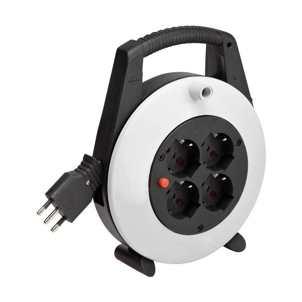 Vario-Line Avvolgicavo / multipresa uso domestico 4 prese italiane 10/16A + schuko Spina ita16A Cavo 10m Colore nero / grigio - Foto 2