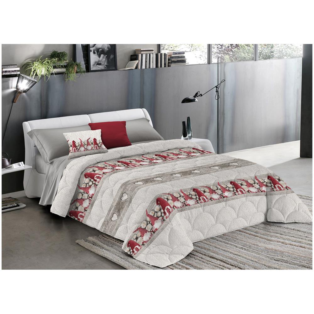 Trapunta Invernale Linea Pensieri Delicati Disegno Gnomi Colore Rosso Matrimoniale Rosso - Foto 4