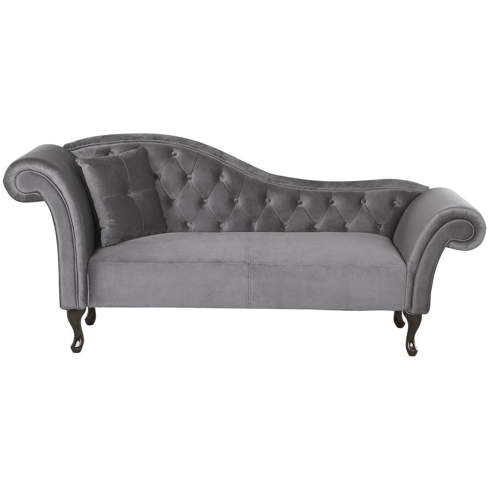 Chaise Longue Per Lato Sinistro In Velluto Grigio Lattes - Foto 1