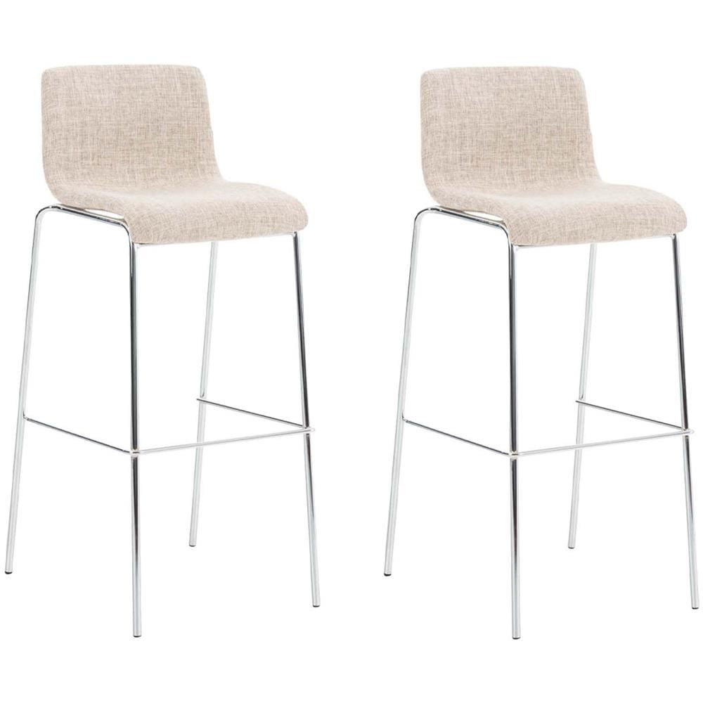 2 Sgabelli Alti HOOVER in Tessuto - Set 2 Sgabelli Bar Design H76 cm I Sedie Sgabello Ergonomiche con Schienale Crema Cromato - Foto 1