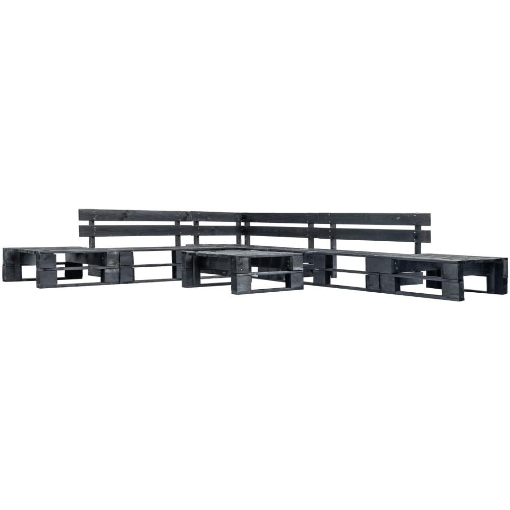 Set Divani Da Giardino Su Pallet 6pz Nero In Legno Fsc - Foto 1