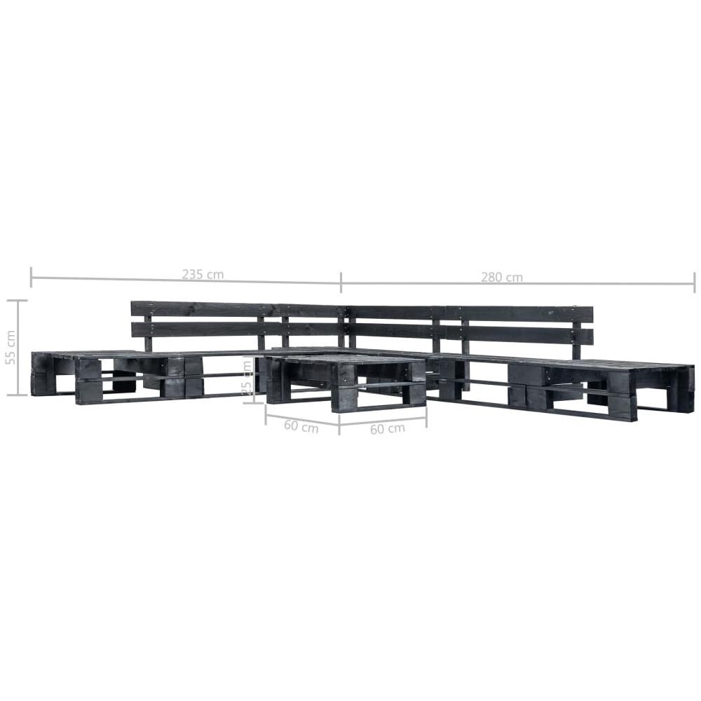 Set Divani Da Giardino Su Pallet 6pz Nero In Legno Fsc - Foto 3