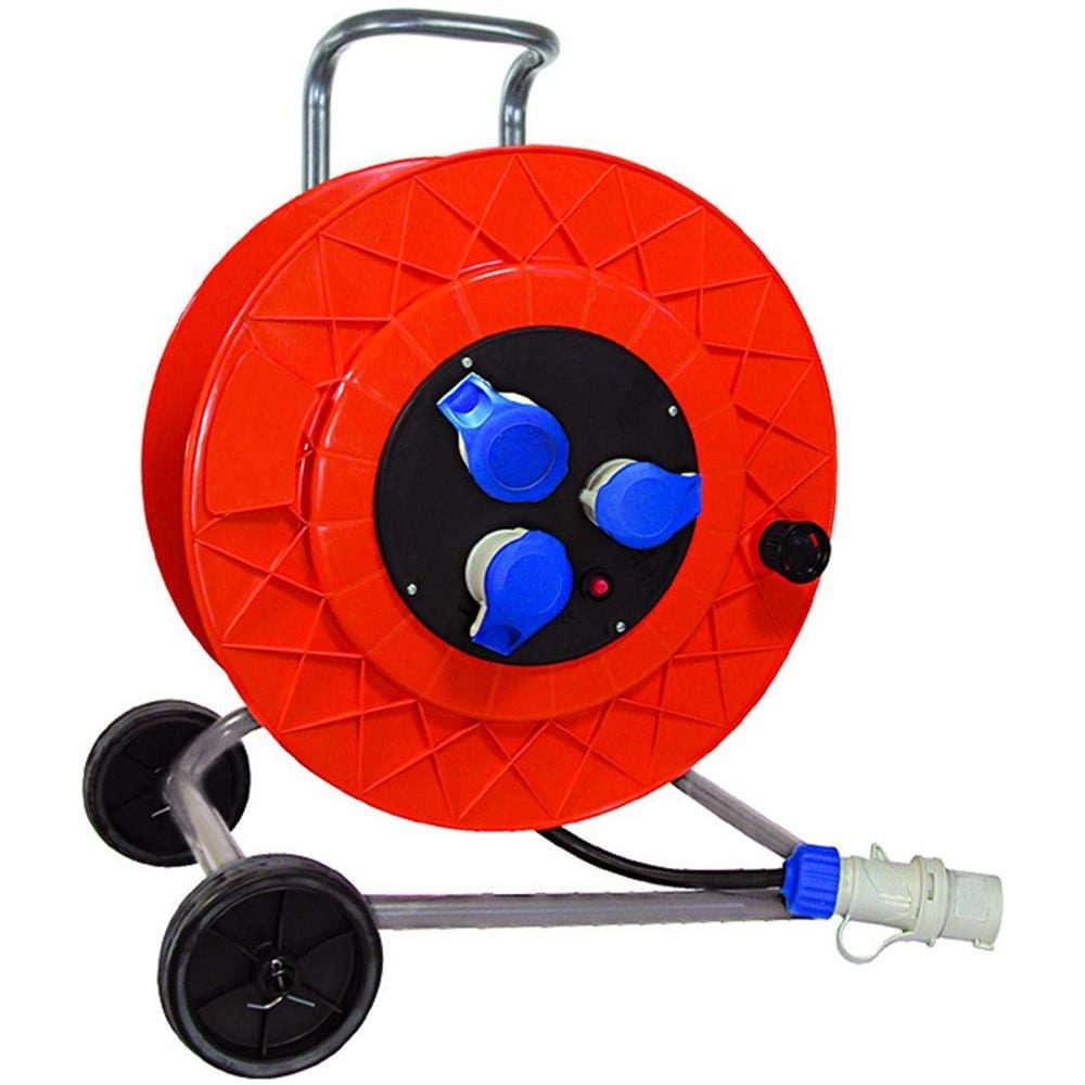 Avvolgicavo con Cavo da 50m 3G2,5 H07RN-F, 3 Prese CEE, con Disgiuntore, IP44 - Foto 1
