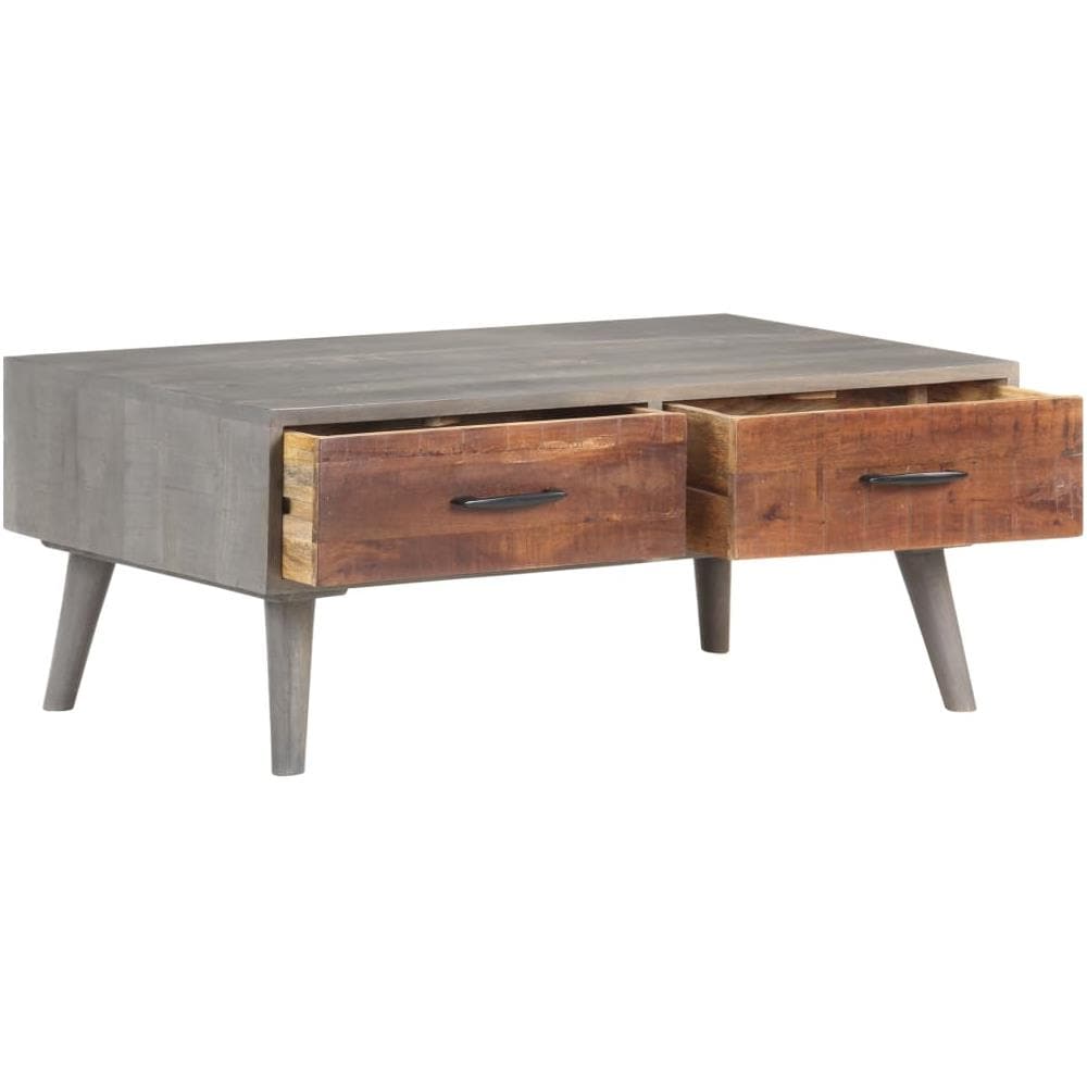 Tavolino Da Caff Grigio 100x60x40 Cm Massello Di Mango Grezzo - Foto 2