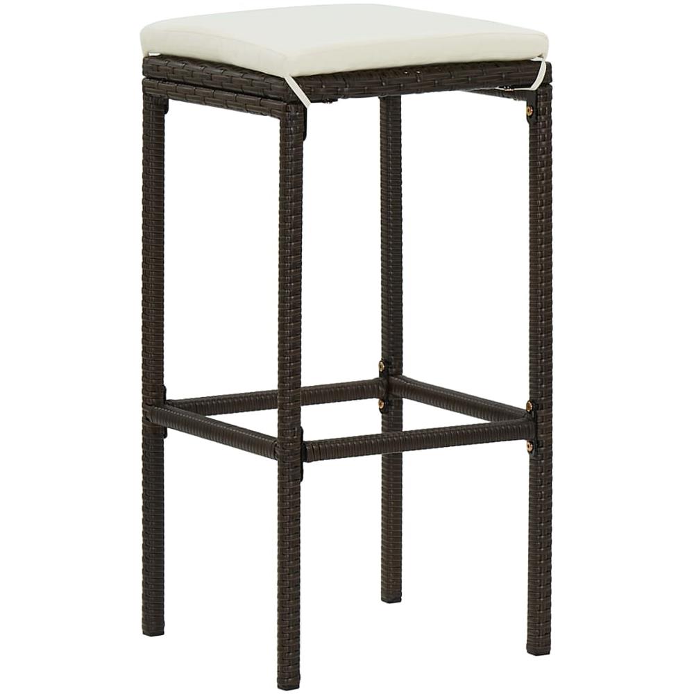 Set da Bar da Giardino 7 pz con Cuscini in Polyrattan Marrone - Foto 3