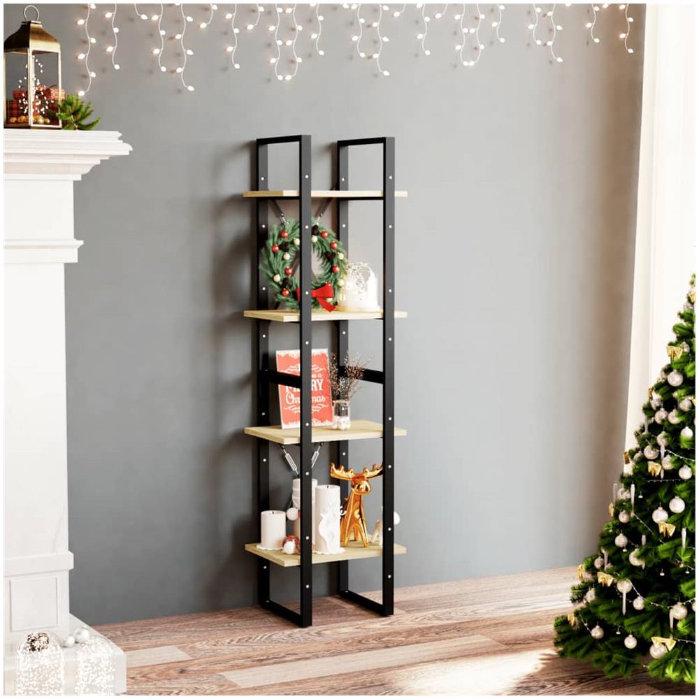 Libreria a 4 Ripiani 40x30x140 cm in Legno Massello di Pino - Foto 1