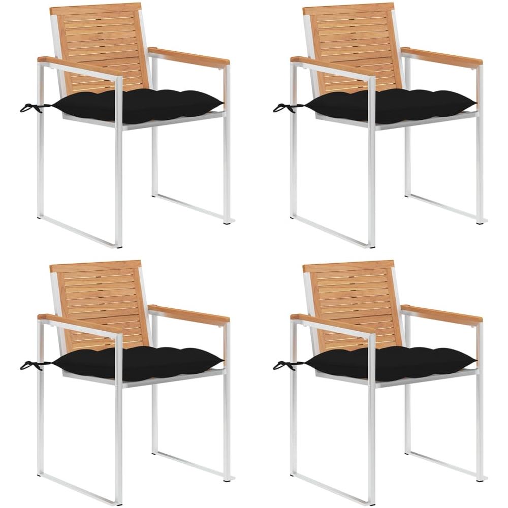 Sedie Da Giardino Con Cuscini 4 Pz In Legno Massello Di Teak - Foto 1