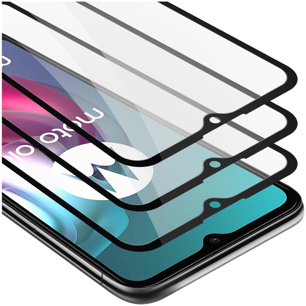 Cadorabo 3x Pellicola Armatura A Schermo Intero Compatibile Con Motorola Moto G10 / G30 In Trasparente Con Nero - 3x Vetro Temperato (tempered) Di Protezione Del Display In Durezza 9h Con 3d Touch - Foto 1
